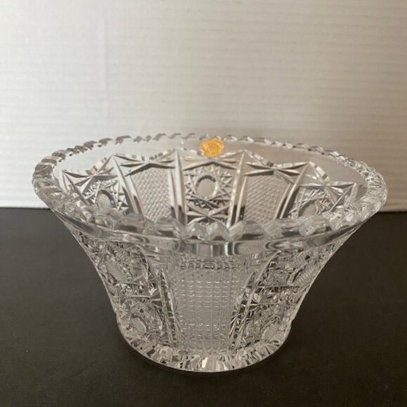 Beautiful Vintage Bardejov Bohemian Queen's Lace Crystal Tapered Candy Dish/Bowl - Picture 1 of 4